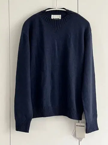 질 샌더 네이비 크루넥 스웨터