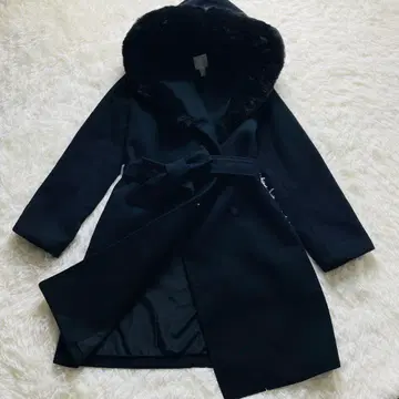 H&M 인조 모피 후드 코트 S 사이즈 블랙