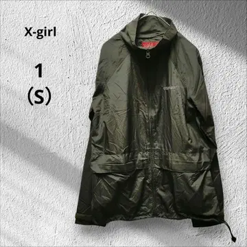 엑스걸 올리브 그린 카키 나일론 후드티 일본제