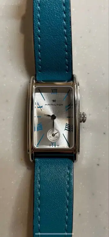 HAMILTON 파랑 가죽 쿼츠 손목시계