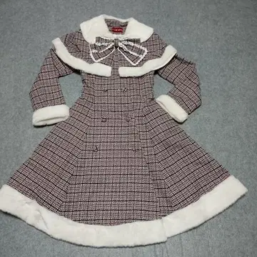 BODY LINE 바디라인 깅엄 체크 리본 포함 케이프 A 코트