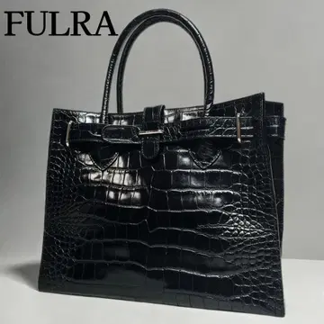새상품급 [ FURLA ] 핸드백 악어 엠보싱 자립형 블랙 고급스러움