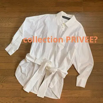 collection PRIVEE? 허리 리본 코튼 셔츠