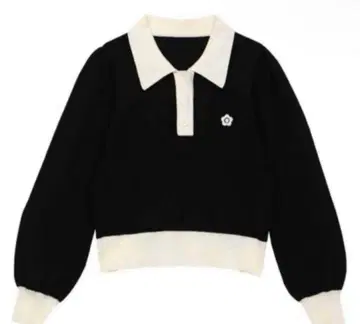 마리콴트 MARY QUANT 바이컬러 데이지 폴로 긴팔