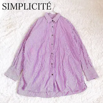 심플리시떼 오버 사이즈 셔츠 스트라이프 퍼플 베이크루즈