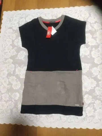 DECO SUGAI 반팔 튜닉 블랙/그레이 L 사이즈 택 포함