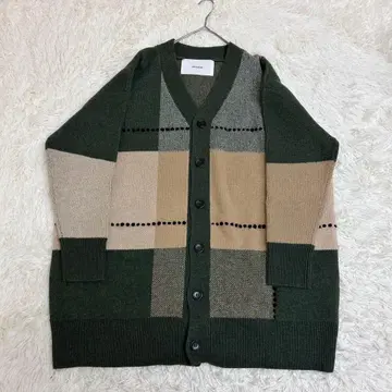 ADAWAS 울 100 체크 롱 가디건