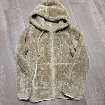 champion 보아 플리스 후드티 후드 부착 베이지