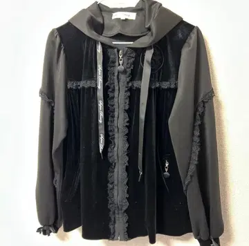 슈퍼 뷰티 후드 부착 벨로아 블랙 후드티