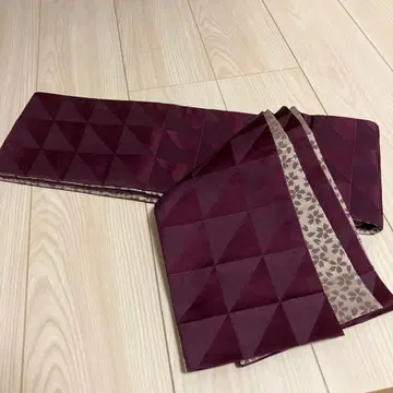 보라색 삼각형 무늬 리버서블 반폭 오비