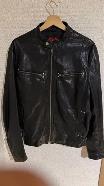 Indian 블랙 가죽 싱글 라이더 자켓 40