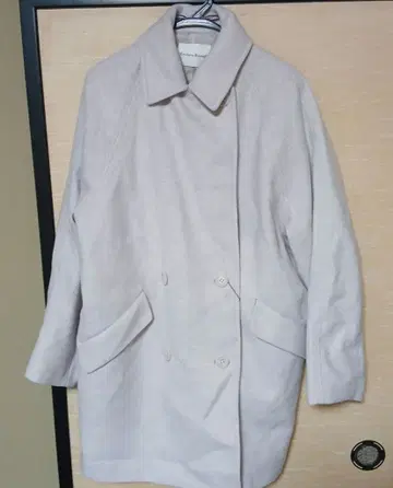 Couture Brooch 핑크 베이지 더블 코트