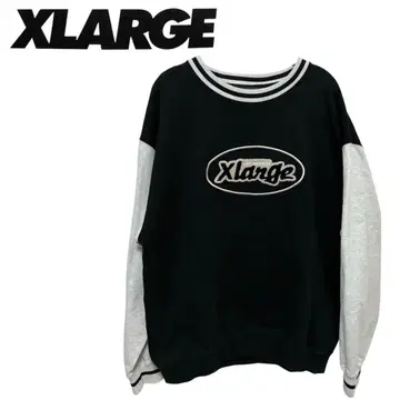 XLARGE 로고 자수 크루넥 트레이닝복 맨투맨 바이컬러 라지
