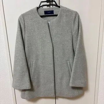 SHIPS 쉽스 그레이 노카라 코트 울 혼방