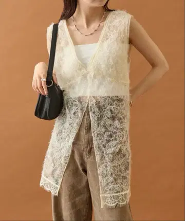 mystic 샤기 레이스 탱크 튜닉 레이스 샤기