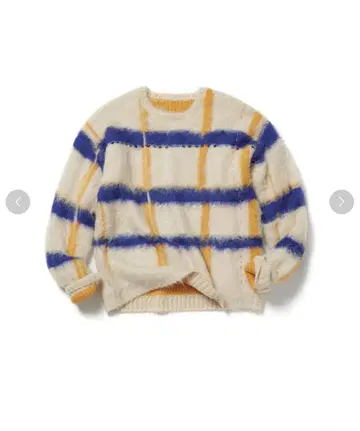 PAMM 투명한 공기 체크 니트 투명한 크림 아이보리