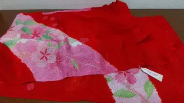 최고급 특선 오비 장식 천 꽃무늬 핑크 빨간색 미사용품