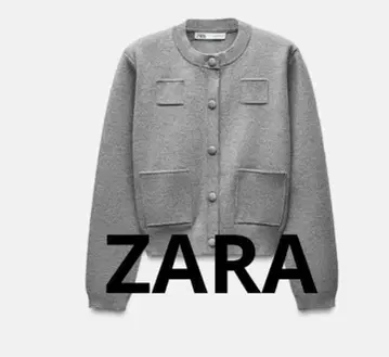 ZARA 플레인 니트 자켓 패디드 숄더