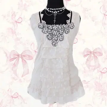 00s y2k axes femme 탱크탑 꽃 모티브 도트 레이스