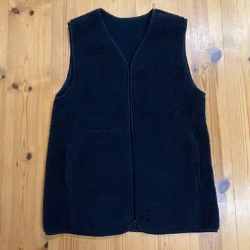 무인양품 네이비 플리스 보아 베스트 S 사이즈 긴 길이