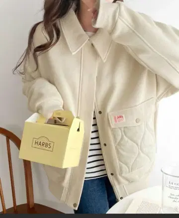 [ 자바 콜라보 ] 퀼팅 x 속기모 오버 사이즈 절개 블루종