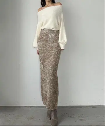 샤기 니트 펜슬 스커트 louere