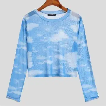 시어 푸른 하늘 무늬 긴팔 상의 프리 사이즈