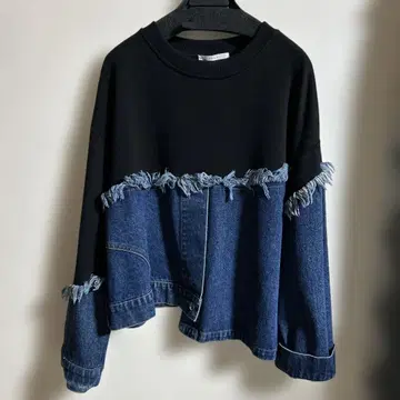 맨투맨 데님 이소재 믹스 미사용품