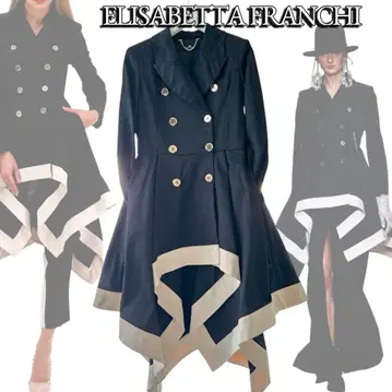 새상품급 ELISABETTA FRANCHI 비대칭 드레스 트렌치 코트