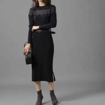 새상품 Andemiu 레이스 I 라인 니트 원피스