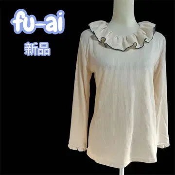 [ fu-ai ] 드럭스토어 프릴 옷깃 티셔츠 바이컬러 새상품