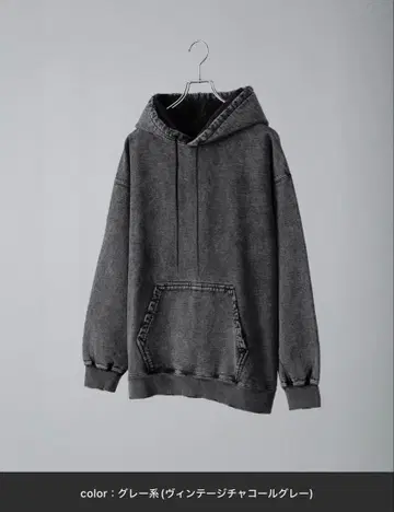 [ CLEL ] /헤비 웨이트 빈티지 디자인 후드티 S 그레이 계열