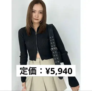 [새상품급] [EMODA] 플레이팅 리브 지퍼 니트