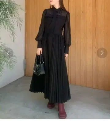 [ 미사용 새상품 택 포함 ] rienda 시어 콤비 포켓 원피스