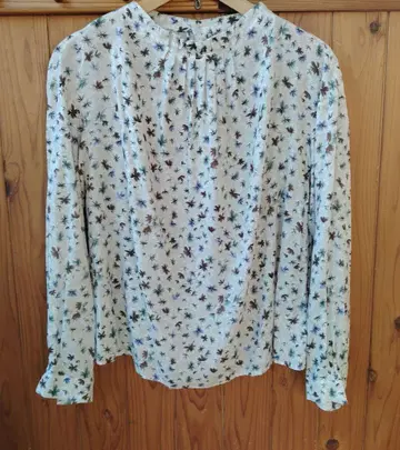 휴먼 우먼 큐프라 실크 클론 프린트 블라우스