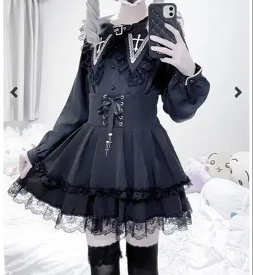 MARS 크로스 참 포함 스핀들 치마바지 블랙