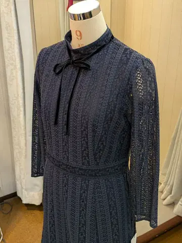 RENOWN 네이비 레이스 원피스 긴팔