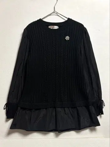 슈퍼 뷰티 꽈배기 패턴 니트 타프타 절개 레이어드 스타일 튜닉 38