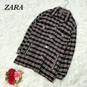 자라 긴팔 셔츠 샤켓 M 트위드 멀티 컬러 오버 사이즈