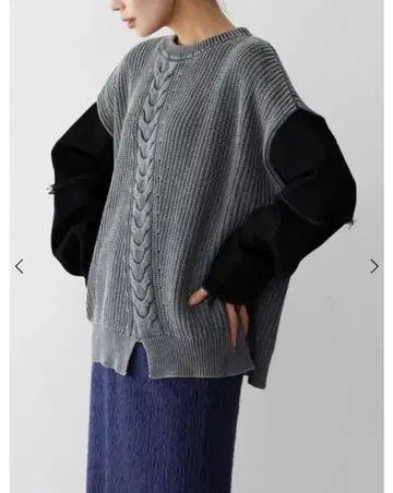 새상품 RADIATE 데님 슬리브 디자인 니트 야마다야 YAMADAYA