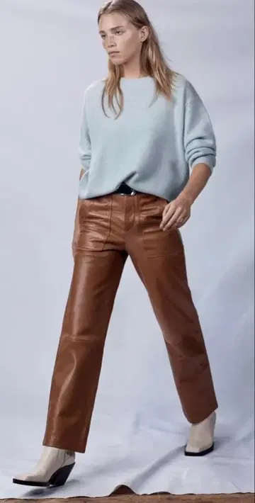 새상품 ZARA 리얼 가죽 카고 팬츠 S