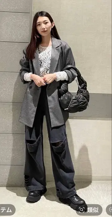 JEANASIS 지나시스 데미지 슬릿 우라케 팬츠 블랙