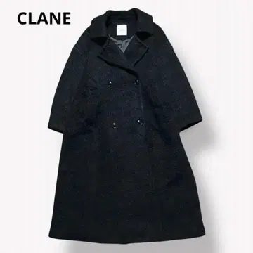 CLANE 믹스 샤기 레이디 코트 A 라인 블랙 클라네