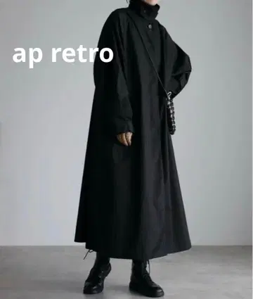 ap 레트로 아프레트로 스탠 칼라 스탠드 롱 코트 블랙