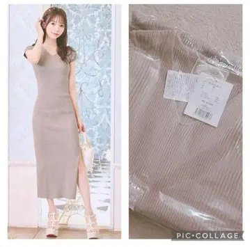 미셸 마카롱 택 포함 새상품 퍼스트 마카롱 니트 원피스 베이지