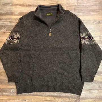 니트 에디 바우어 하프 지퍼 울 그레이 스웨터 구제 의류