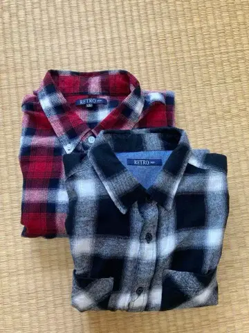 RETRO 플란넬 셔츠 2장 세트 빨검 블랙 화이트