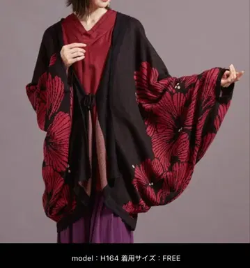 꽃무늬 블랙 가디건 프리 사이즈