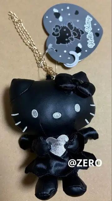 시마무라 산리오 블랙 엔젤 키티 인조 가죽 봉제 인형 키링 참