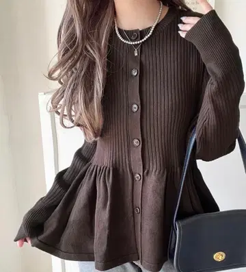 classicalelf 클래식 엘프 립 프릴 페플럼 가디건 상의